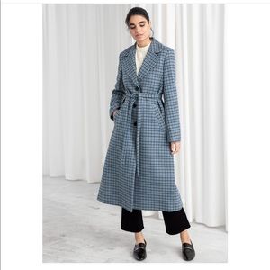 & Other Stories Houndstooth A-Line Belted Coat